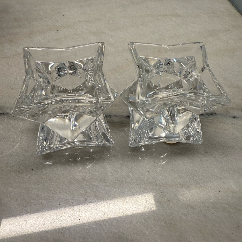 Michael C. Fina 24% lead cut crystal candle holders‎ star luxury
